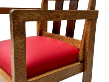 Art Deco Modernist Armchair with Red Leather Seat, 1920s